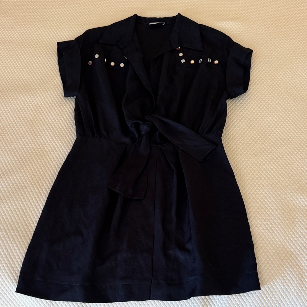 Sandro Black Mini Dress with Button Details
